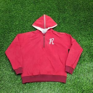 Vintage 80s MOD 1/4 Zip Hoodie Jacket Womens Large 20x22 Red